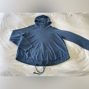 COS | Women's SZ Medium | Blue Pullover Hoodie Drawstring Waist 100% Wool Soft